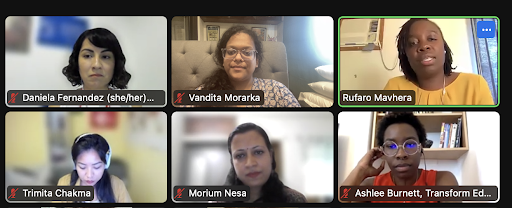 An image of the panelists on the theme of 'Feminist Research in Practice: Methodologies, Safeguarding and Wellbeing'