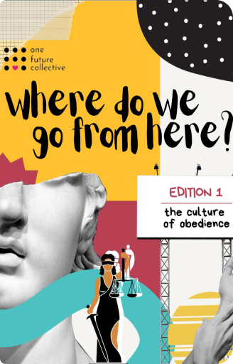 Handmade zine with mixed-media illustrations and reflective prompts, created by educators during a workshop on burnout recognition and mutual care practices